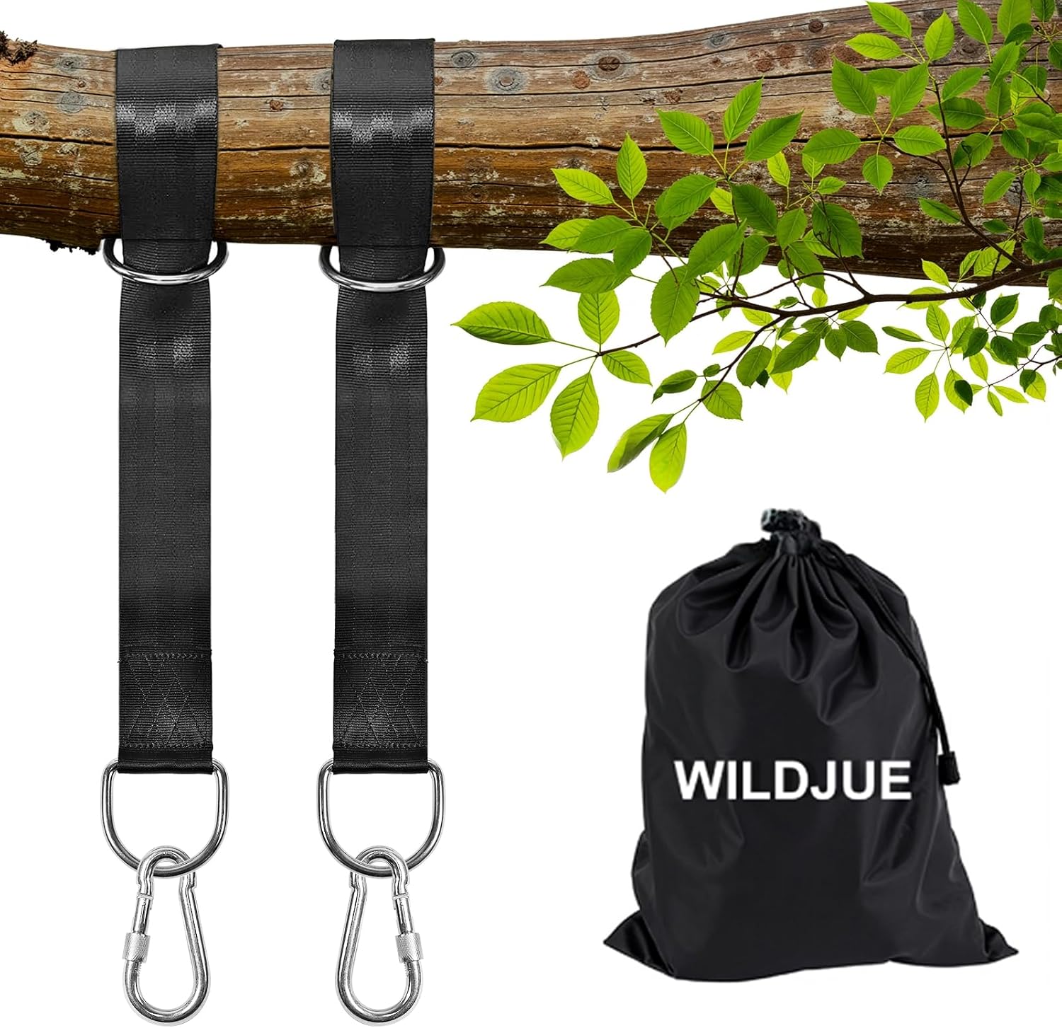 Tree Swing Hanging Straps Kit Holds 2000 lbs,5ft Extra Long Straps Strap with Safer Lock Snap Carabiner Hooks Perfect for Tree Swing & Hammocks, Carry Pouch Easy Fast Installation (5 ft)